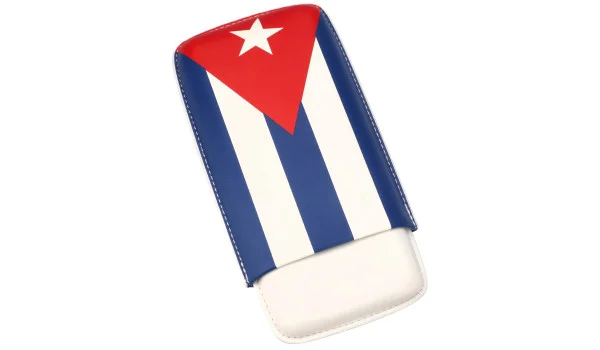 雪茄盒带古巴国旗图案，可装3支雪茄